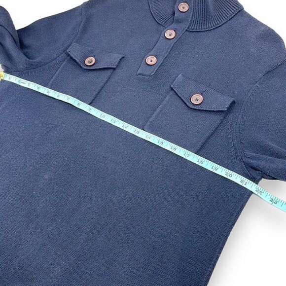 Banana Republic Sweater Mens Medium M Navy Button Front Mock Neck Pullover - Picture 8 of 10
